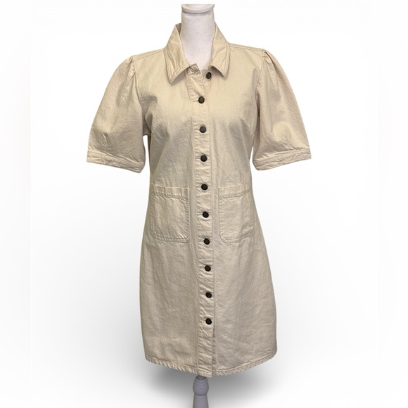 Velvet Heart Dresses & Skirts - Velvet Heart Cream Denim Button-Front Mini Dress